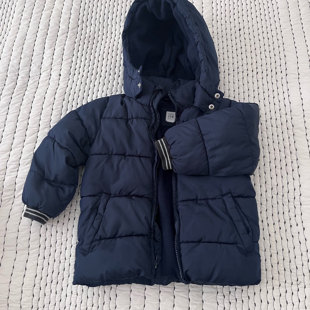 Navy Puffer Jacket with Hood